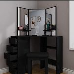 Amazon.com: Ninasill Corner Vanity Table Set, White Makeup Desk .