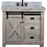 37" Rustic Solid Fir Barn Door Style Single Sink Vanity Arctic .