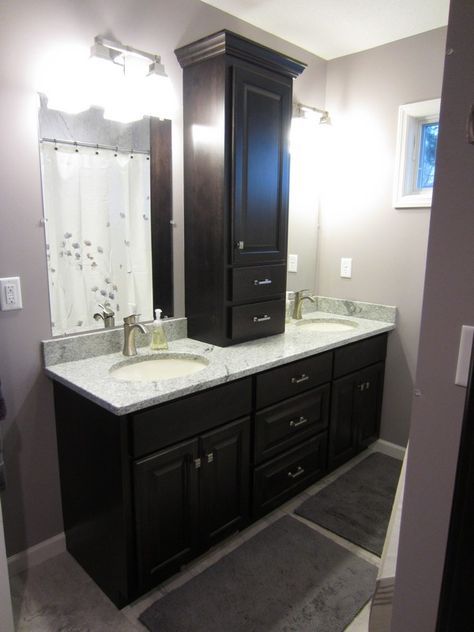 Interior. Black bathroom decoration using black wood bathroom .