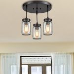 Mason Jar Ceiling Light Fixtures Contemporary Glass 3 Lights Semi .