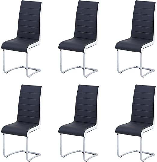 Amazon.com - Modern Dining Chairs Set of 6, Black White Side .