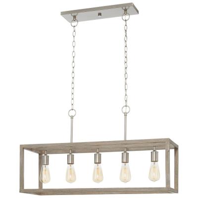 Home Decorators Collection Boswell Quarter 5-Light Brushed Nickel .