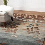 Blue Brown 8 x 10 Area Rug Modern Floral Branch Leaf Transitional .