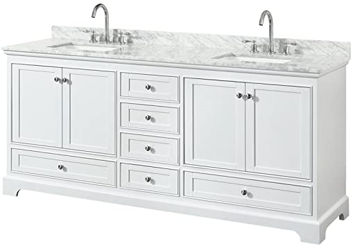 Wyndham Collection Deborah 80 inch Double Bathroom Vanity in White .