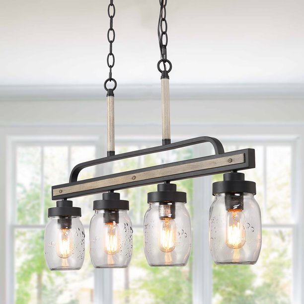 LNC Mason Jar Pendant Light for Indoor Home Decro,4-Light .