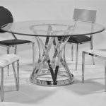 Janet Glass Steel 54 Inch Round 12mm - 1 Inch Bevel Dining Table .