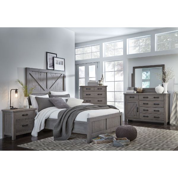 Grey Rustic Contemporary 6 Piece King Bedroom Set - Austin .