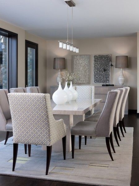 Plush Light Grey Dining Room *black chairs. grey walls. black .