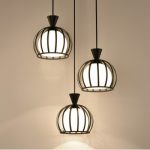 Metal Melon Cage Pendant Lamp Living Room 3 Lights Industrial .