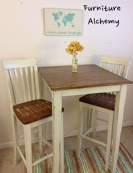 Farmhouse Chic Breakfast Table | Pub table and chairs, Small .