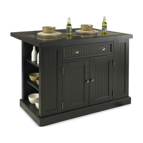 HOMESTYLES Nantucket Black Kitchen Island with Granite Top 5033-94 .