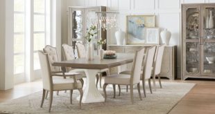 Modern Romance Medium Wood Pedestal Extendable Dining Room Set .