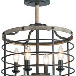 LOG BARN Industrial Cage Chandelier Farmhouse Pendant Lighting 14 .