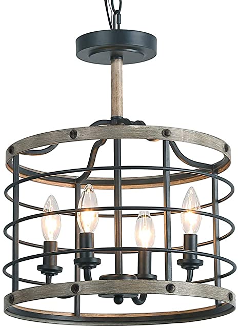 LOG BARN Industrial Cage Chandelier Farmhouse Pendant Lighting 14 .