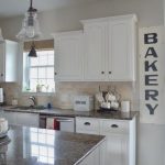 Farmhouse style kitchen, White cabinets, Rae Dunn, Sherwin .