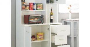 Basicwise White Kitchen Pantry Storage Cabinet with Doors and .