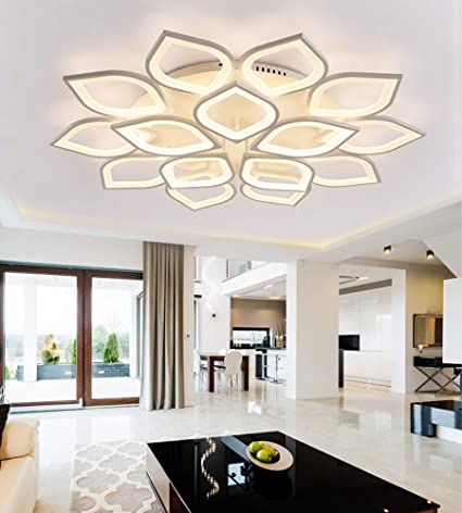 LITFAD 15 Heads Petal Semi Flush Light Monochromatic LED Ceiling .