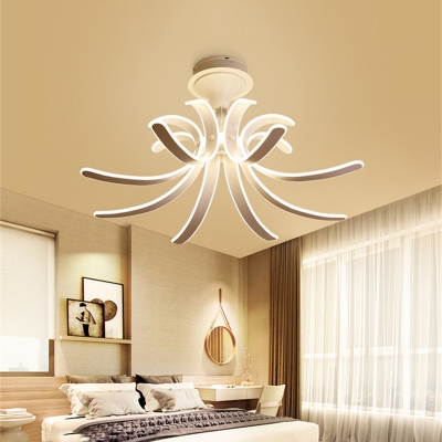 Acrylic Curved Semi Flush Light Modern Ceiling Light Fixture in .