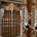 Luxury Victorian Vintage Living Room Curtain In Gold Brown Color .