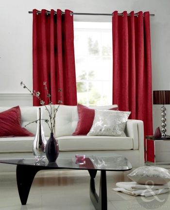 Claret Red #curtains for a vibrant feel | Red curtains living room .