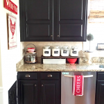 Painted kitchen cabinets with General Finishes Lamp Black Milk .