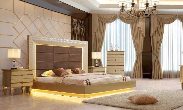 Traditional Bedroom Sets in Champagne, Chocolate, Silver by Homey .