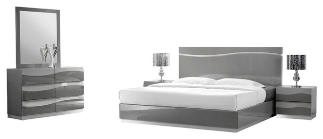 Leon Gray Modern 5-Piece Bedroom Set - Contemporary - Bedroom .