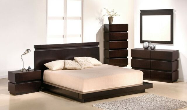 Monica Modern Queen Bedroom Set with Storage in Beige, 5-Piece for .