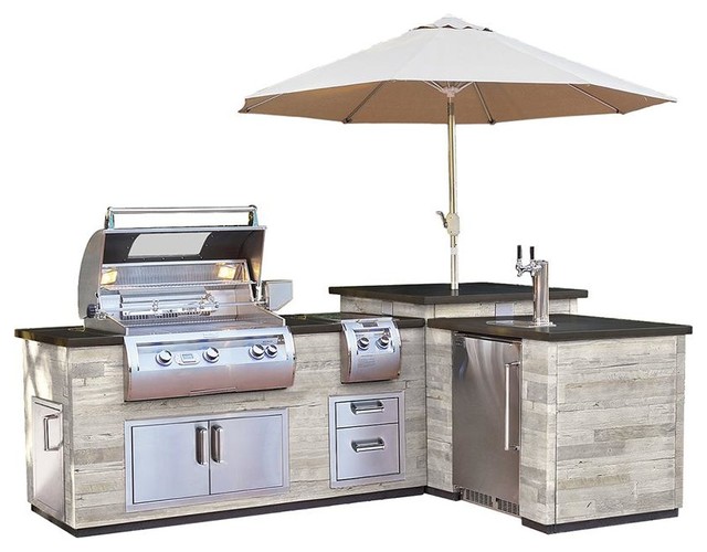 Fire Magic “L”Outdoor Kitchen Island Silver Pine - ISLAND ONLY .