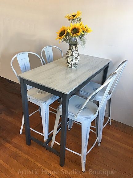 Industrial Bar-height Table & 4 Metal Chairs | Metal chairs, Metal .