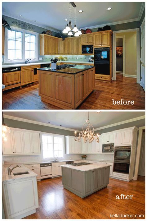 40+ Trendy painting kitchen cabinets before and after | Brown .