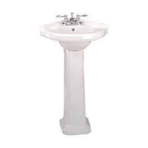 Shop Small Corner Bathroom White Pedestal Sink Vitreous China .