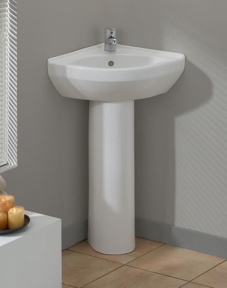 simple for tiny bathroom | Corner sink bathroom, Corner pedestal .