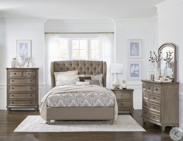 Vermillion Bisque Upholstered Platform Bedroom Set from .