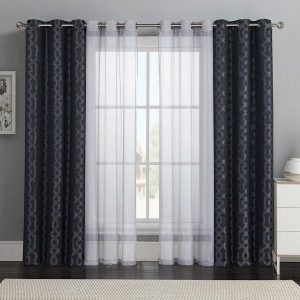 Victoria Classics 4-pc. Barcelona Double-Layer Curtain Set (Black .