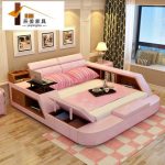 Bedroom furniture China leather bed Tatami bed Minimalist modern .