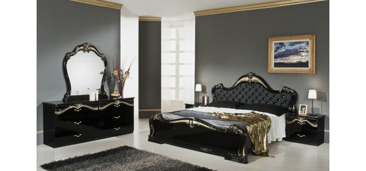 Stylish Design Furniture - Judy - Italian Classic Black Bedroom .