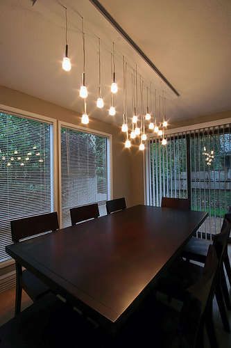 Mini-Pendant Chandelier Made From IKEA Lamps | Ikea lamp, Dining .