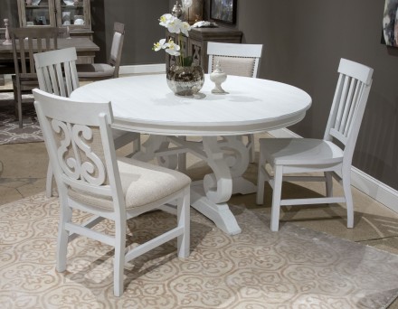 Bronwyn Chalk White 60" Round Dining Room Set - 1StopBedroom