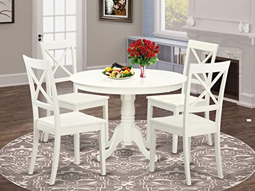 Amazon.com: East West Furniture 5-Pc Dining Set Included a Round .