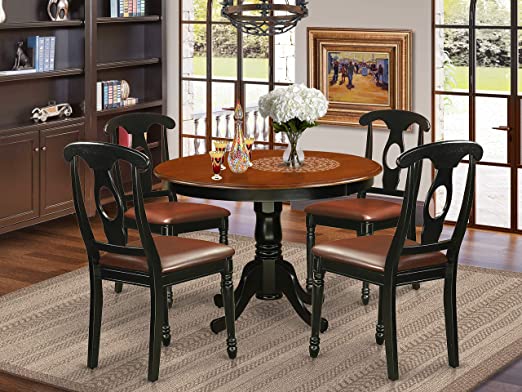 Amazon.com - 5 Pc set with a Round Kitchen Table and 4 Leather .