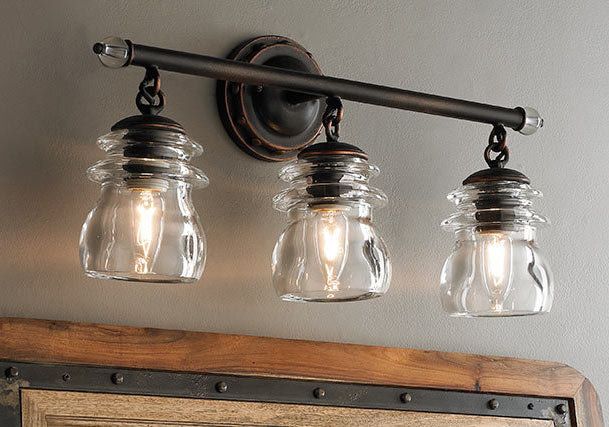 Industrial Chic to Rustic Farmhouse Bath Lights | Rustic bathroom .