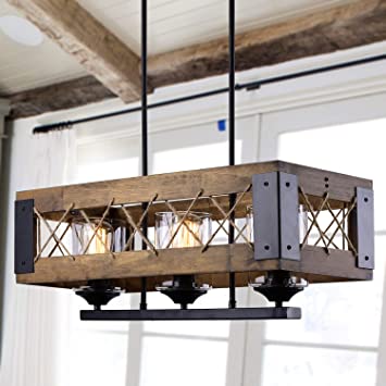 LALUZ Chandeliers, Dining Room Lighting Fixtures Hanging in Rustic .