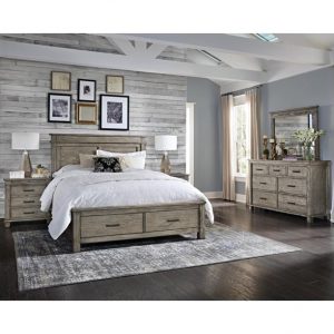 Rustic King Storage Bedroom Set 4Pc Greystone GLPGR5131 A-America .