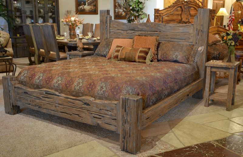 Rustic King Bed: Custom Western Style Wood Bed | Rustic bedroom .