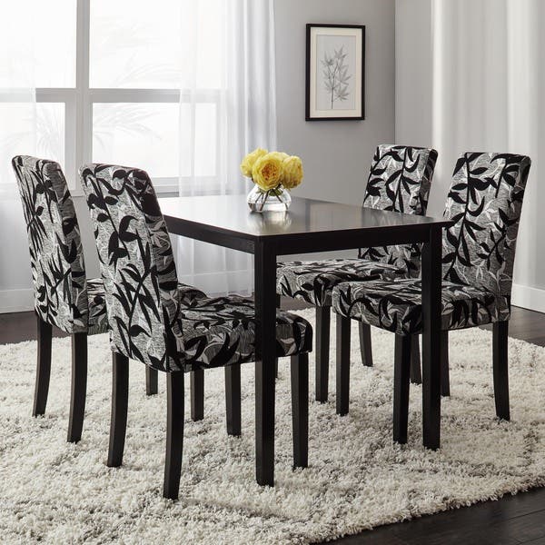 Shop Simple Living Parson Black and Silver 5-Piece Dining Table .