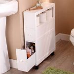 SLIM BATHROOM CABINET MULTI FUNCTIONAL WHITE OR BLACK SPACE SAVER .