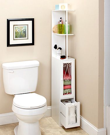 Space-Saving Scrolled Storage Cabinets | Small bathroom storage .