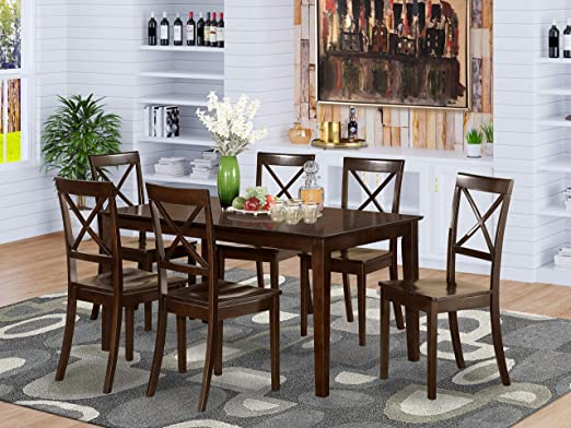 Amazon.com: East West Furniture Dining Set 7 Pc - Wooden Modern .