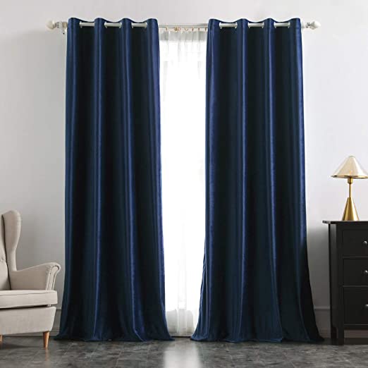 Soft Fabric Blue Curtains For Living Room